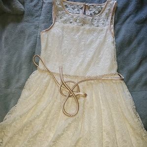 Creme and gold lace formal girl dress(8)